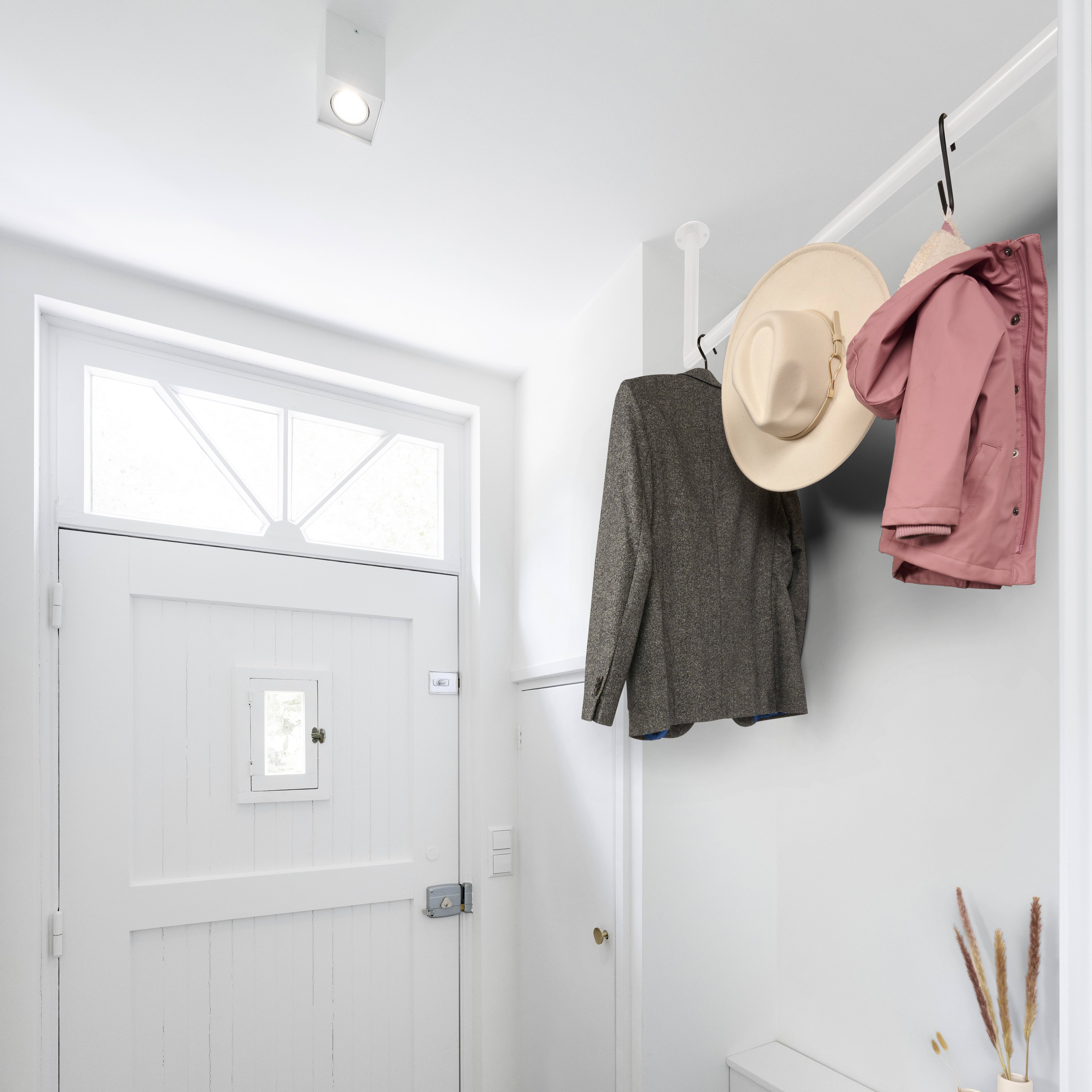 Garderobestang wit hoek Ø32