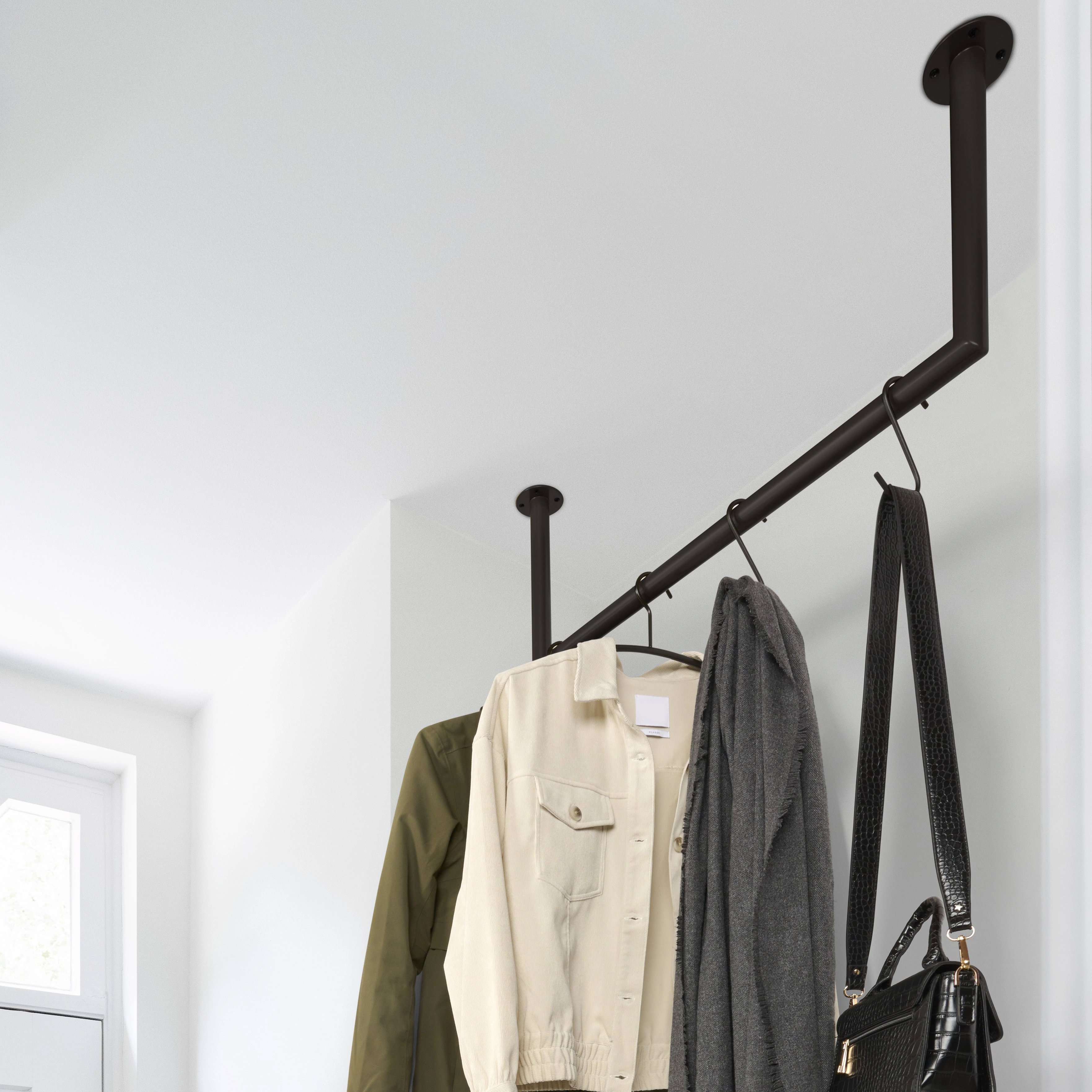 Garderobestang zwart U-vorm Ø32