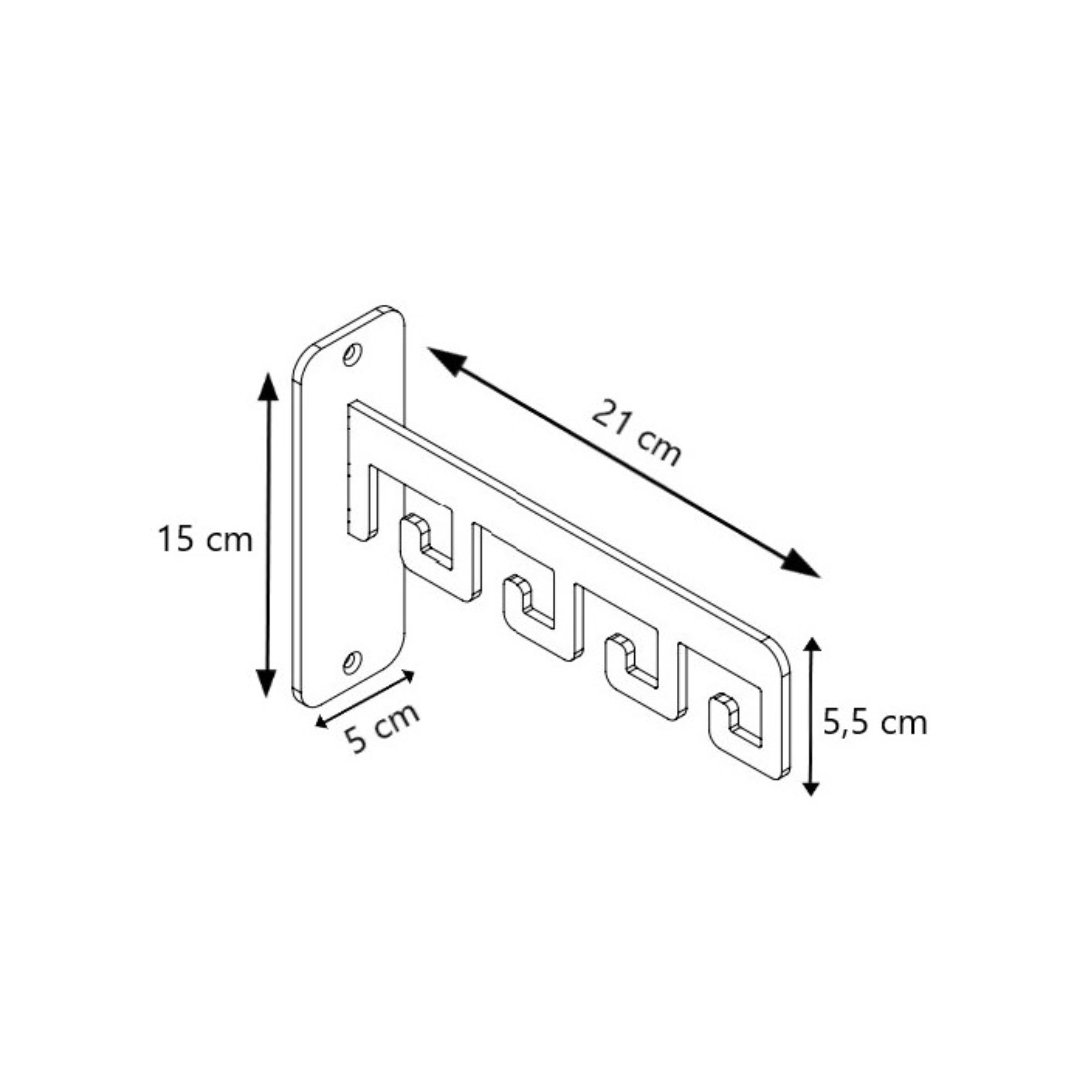 LIROdesign kapstok Barcelona - wandkapstok RVS - 4 haaks