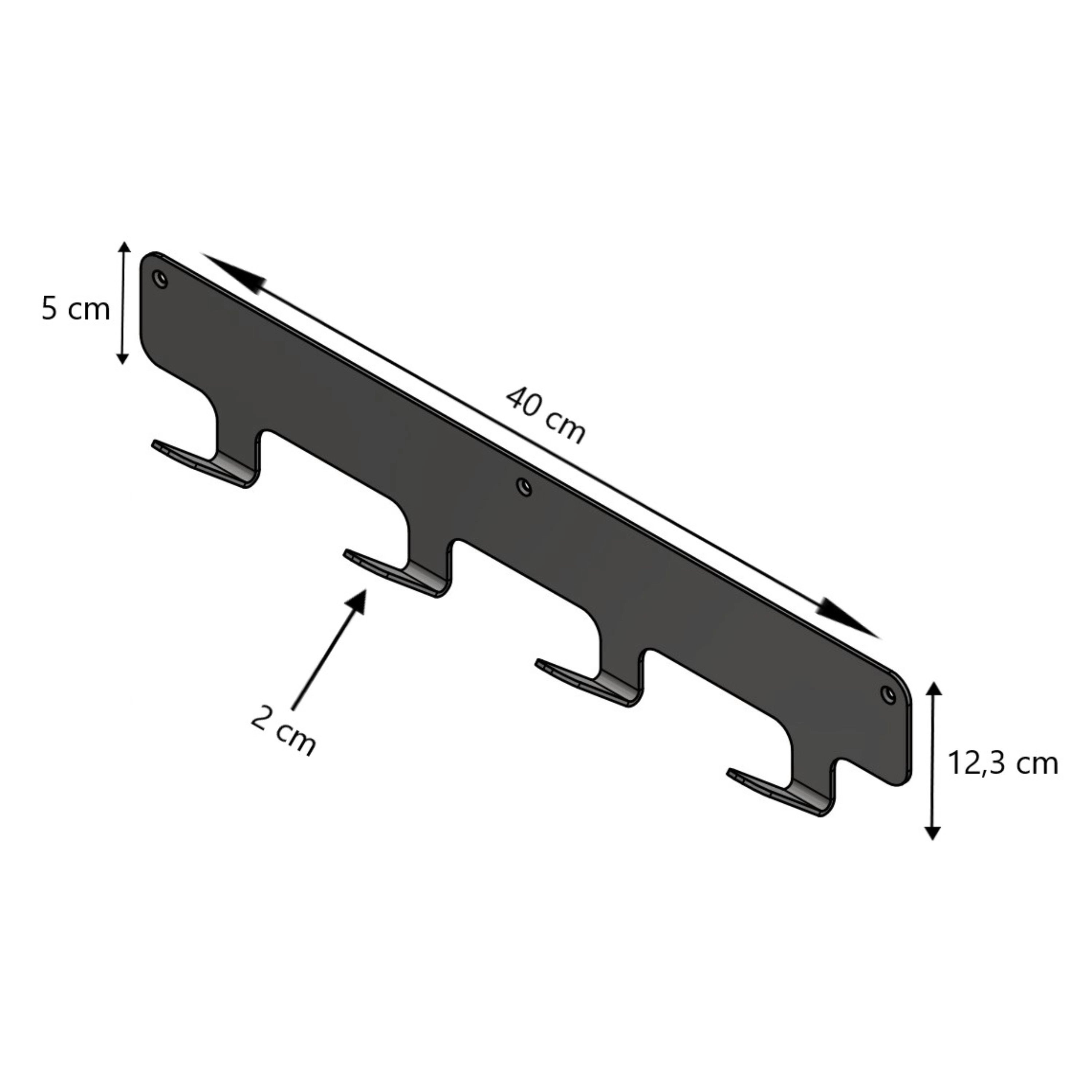 LIROdesign kapstok Valencia - wandkapstok zwart - 40 cm