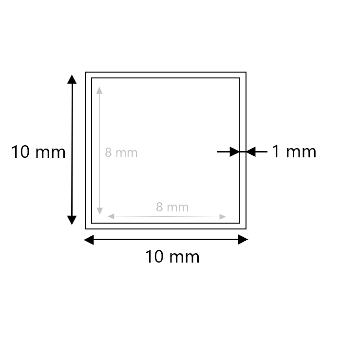 Brute RVS koker 10x10x1