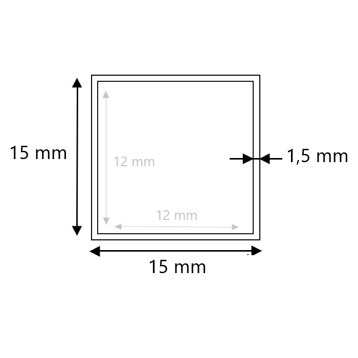 Brute RVS koker 15x15x1.5