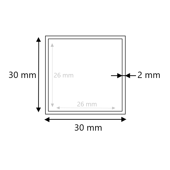 Brute RVS koker 30x30x2