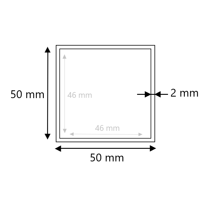 Brute RVS koker 50x50x2