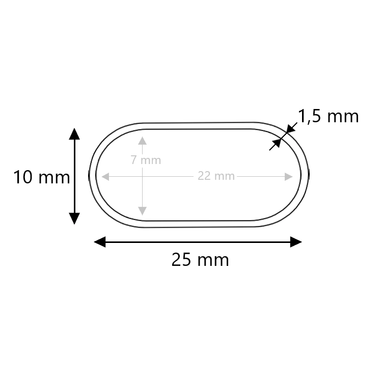 Ovale buis blank staal 25x10x1,5