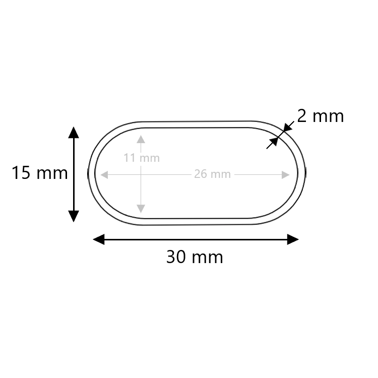 Ovale buis blank staal 30x15x2