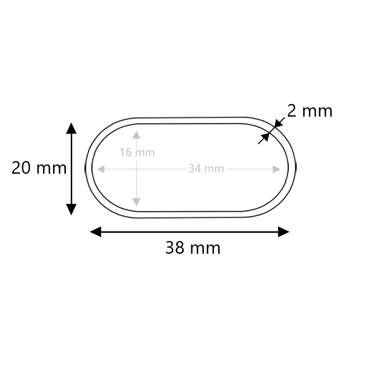 Ovale buis blank staal 38x20x2