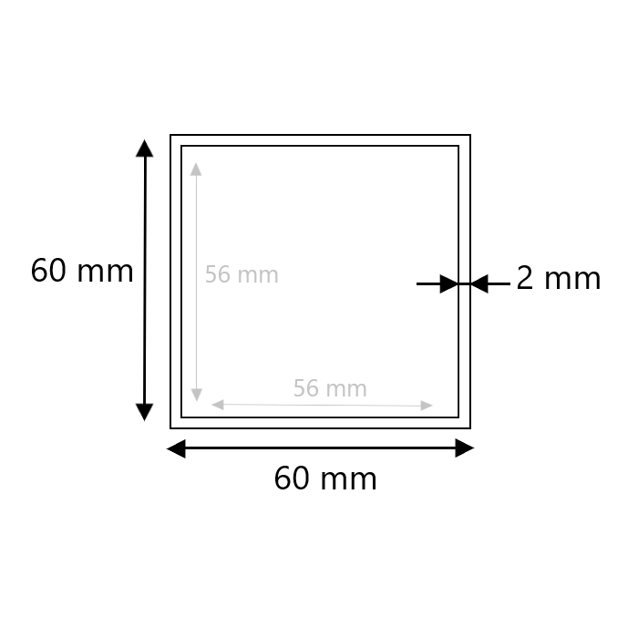 Blank stalen koker 60x60x2