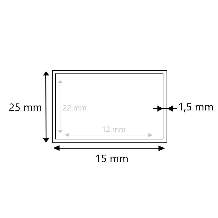 Blank stalen koker 25x15x1,5