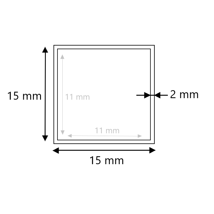 Blank stalen koker 15x15x2