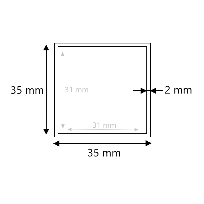 Zwart stalen koker 35x35x2