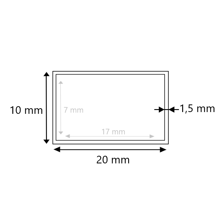 Aluminium koker 20x10x1,5