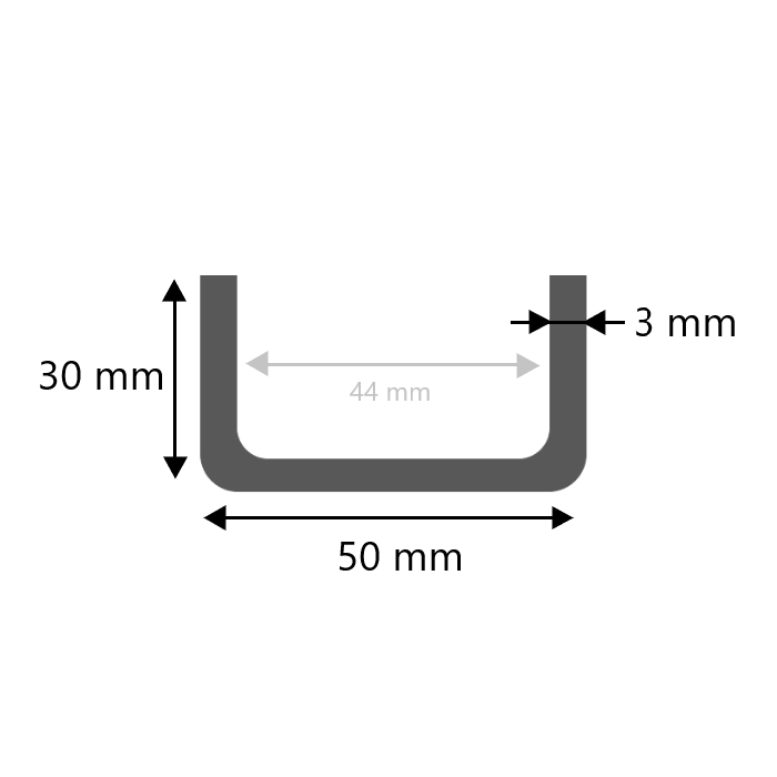 Stalen U profiel koud gewalst 30x50x30x3