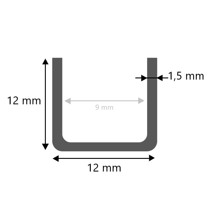 Stalen U profiel koud gewalst 12x12x12x1,5