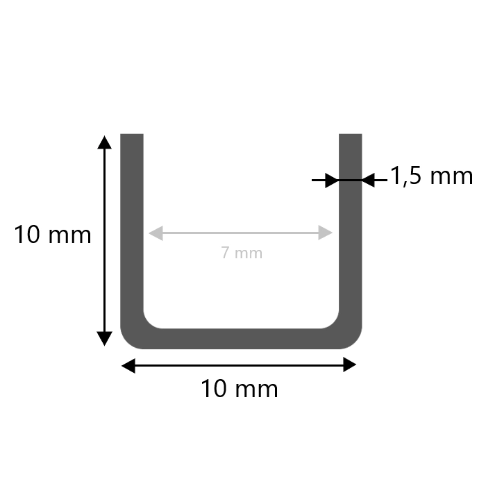 Stalen U Profiel 10x10x10x1,5
