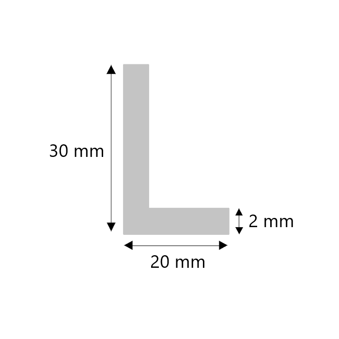 Aluminium hoekprofiel 30x20x2