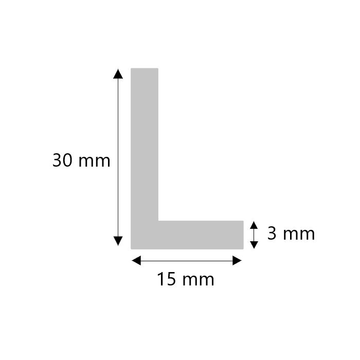 Aluminium hoekprofiel 30x15x3