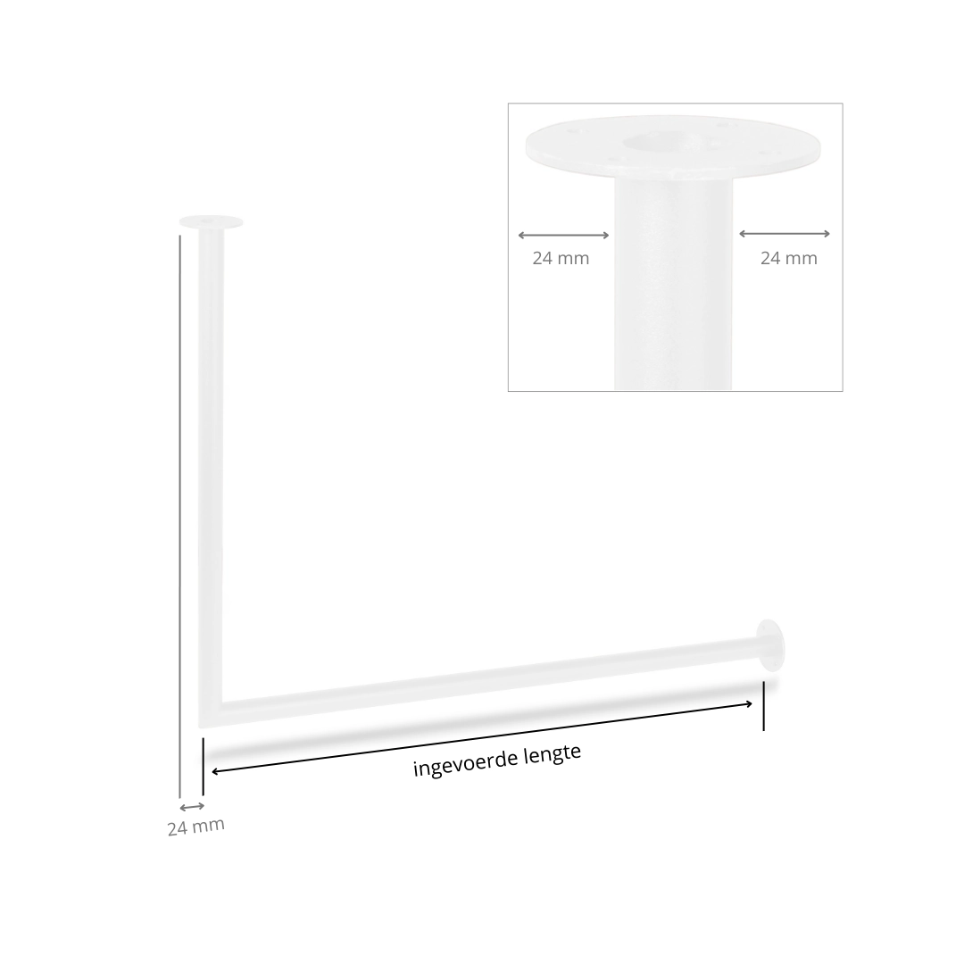 Garderobestang wit hoek Ø32