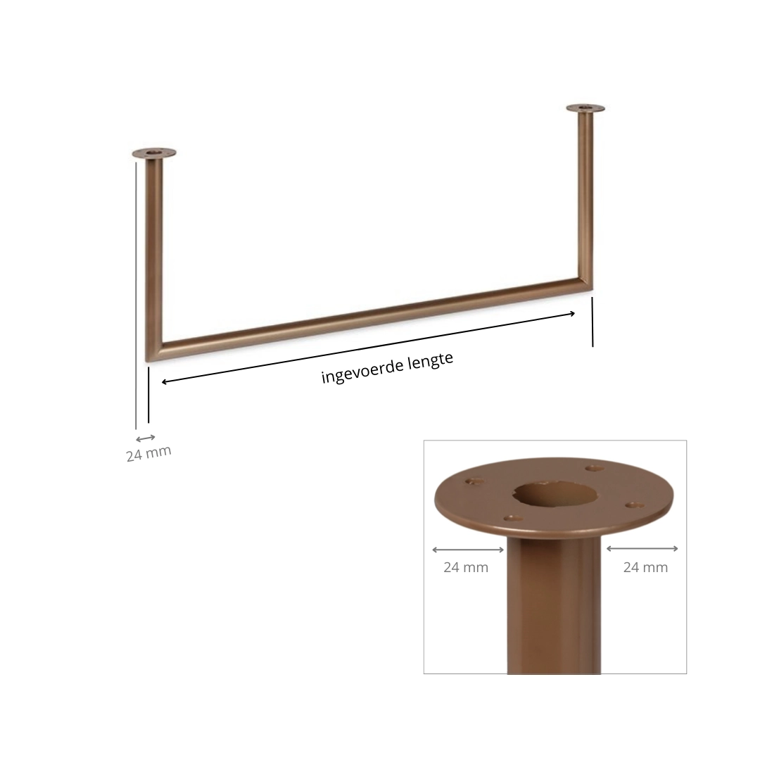 Garderobestang brons U-vorm Ø32