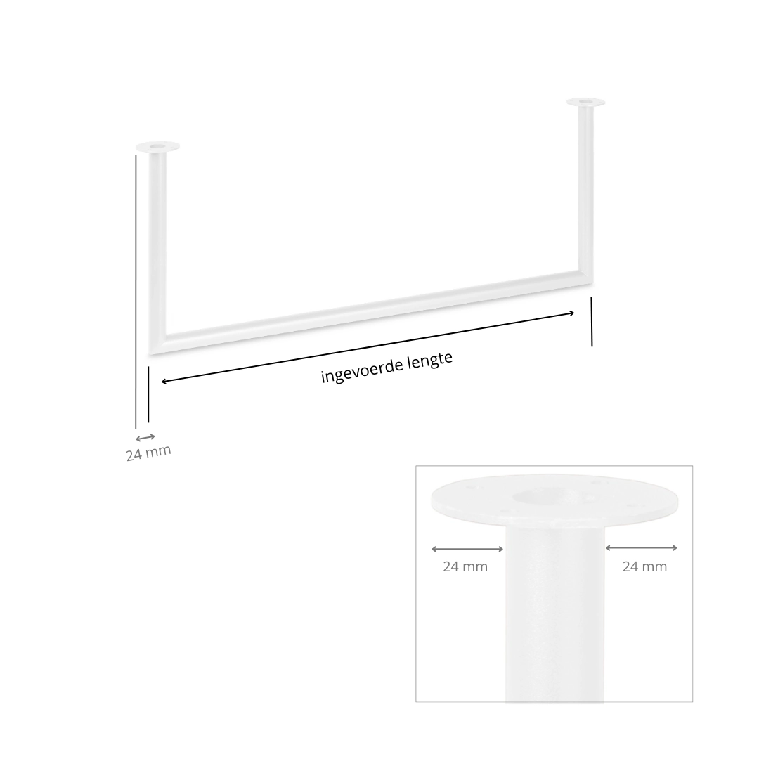 Garderobestang wit U-vorm Ø32