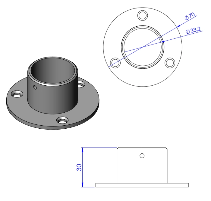Flens zwart Ø32 Type 1