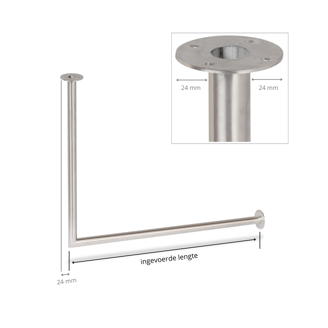 Garderobestang RVS hoek Ø32