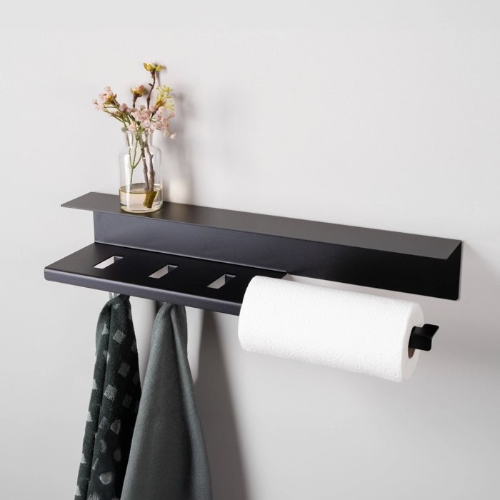 LIROdesign keukenrolhouder Stockholm zwart - L