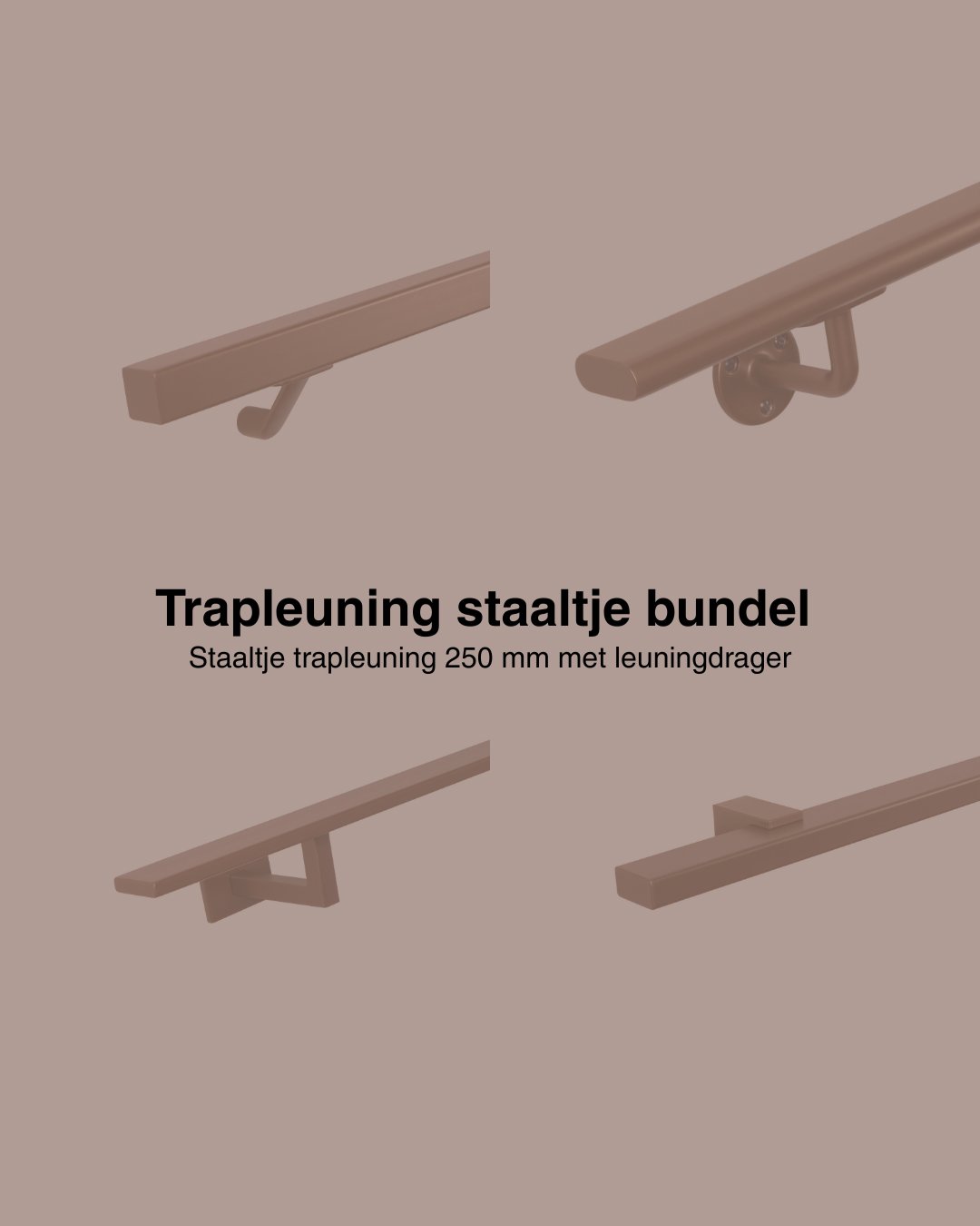 Set staaltjes trapleuningen brons afbeelding