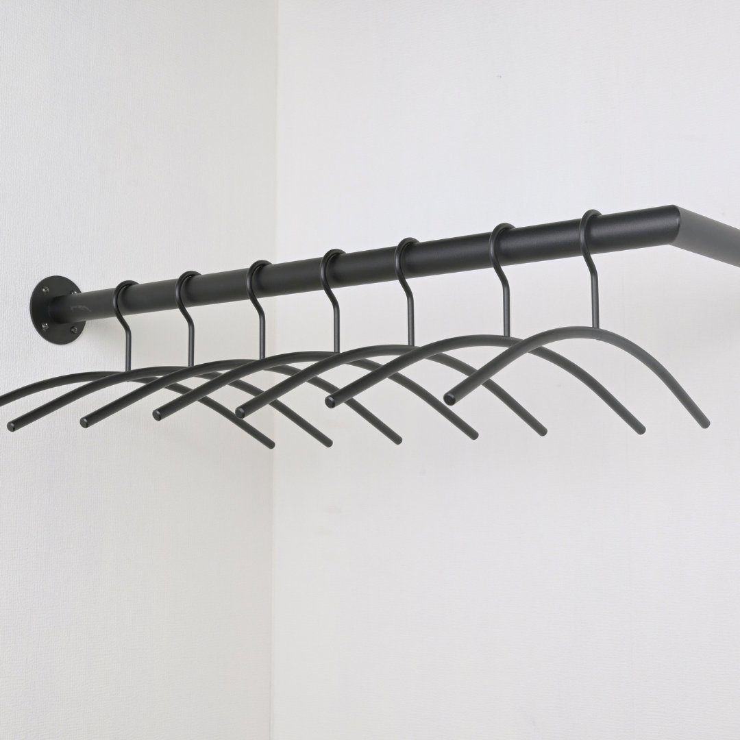 Garderobestang zwart hoek Ø32