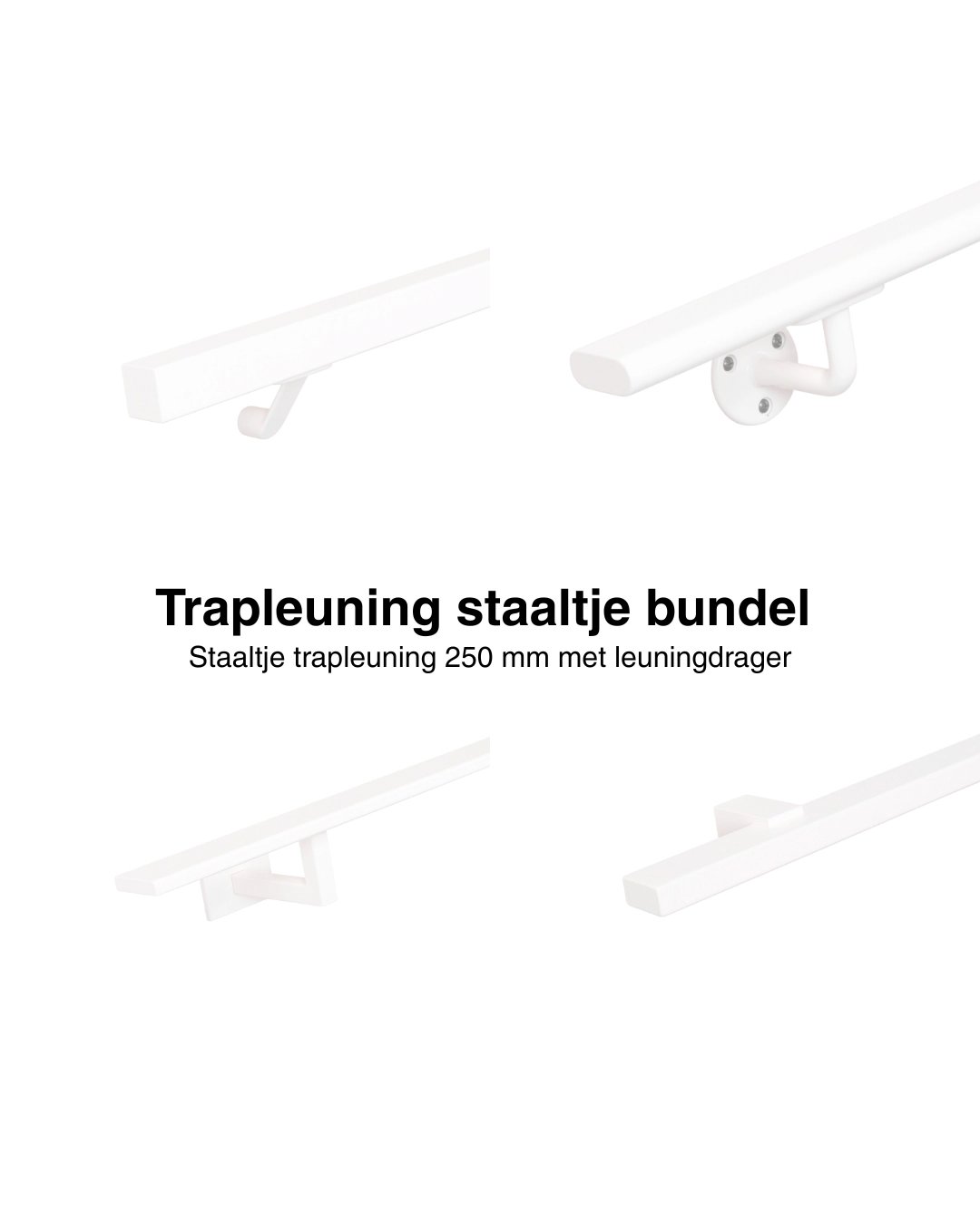 Set staaltjes trapleuningen wit