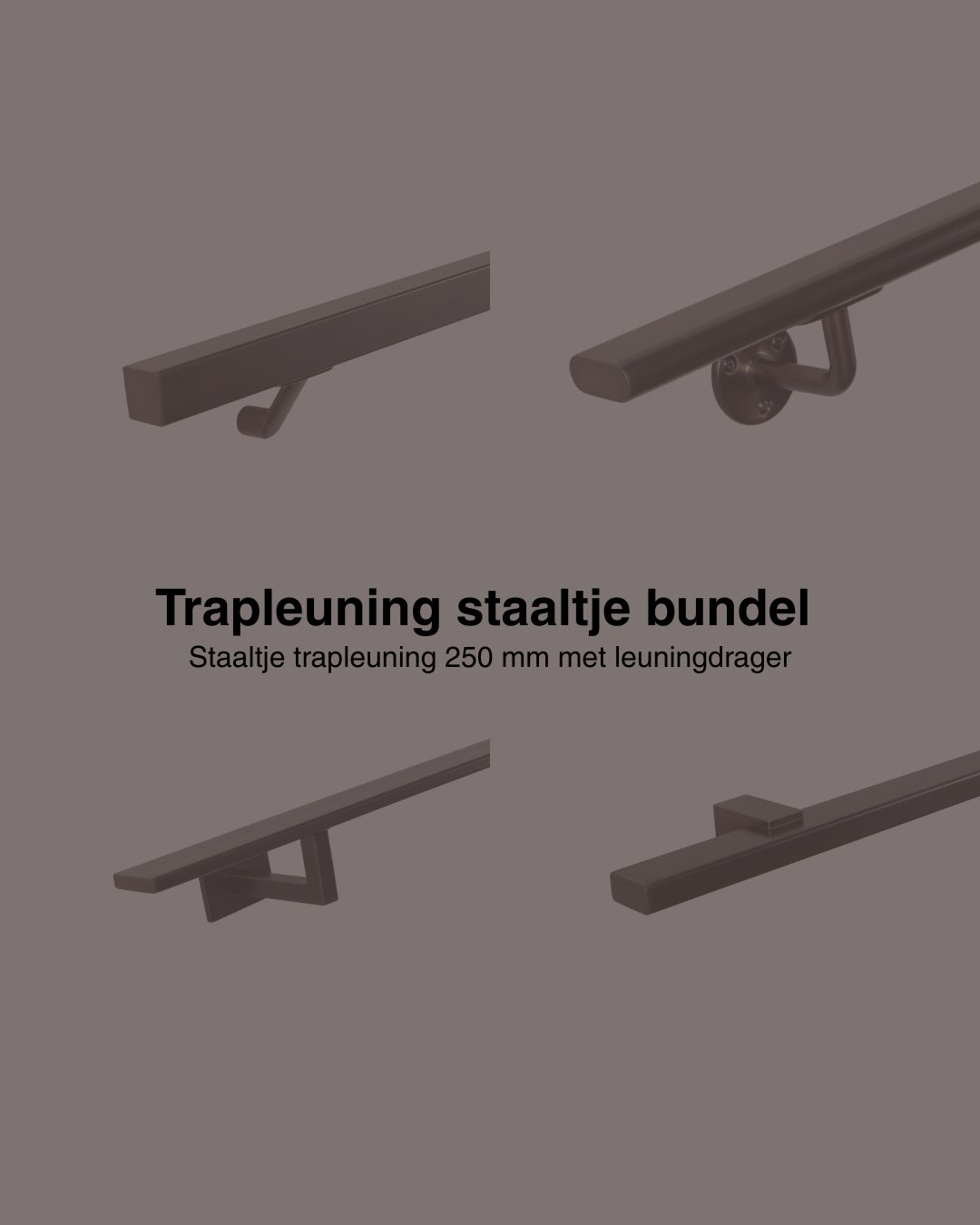 Set staaltjes trapleuningen gun metal afbeelding