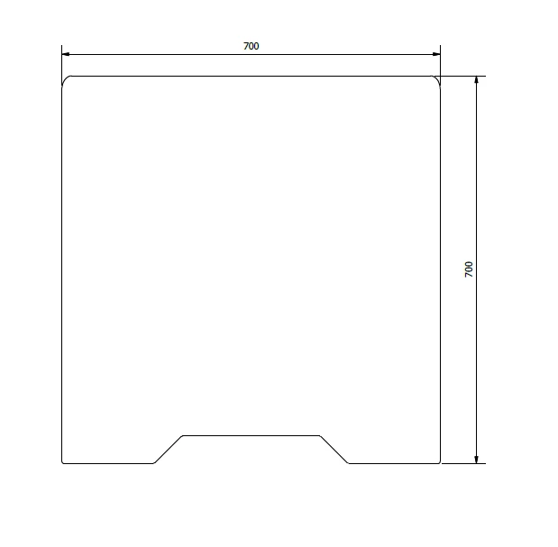 Kunststof kuchschot (gebogen) 700x700mm