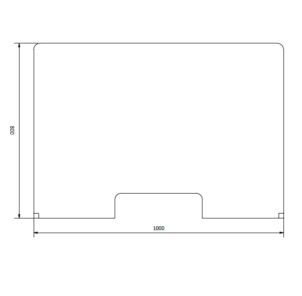 Kunststof kuchschot met RVS T poot 1000x800mm