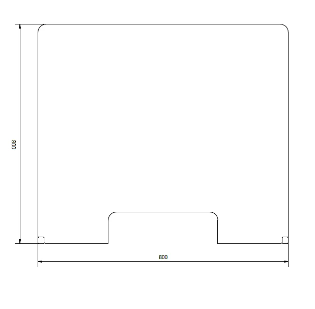 Kunststof kuchschot met RVS T poot 800x800mm