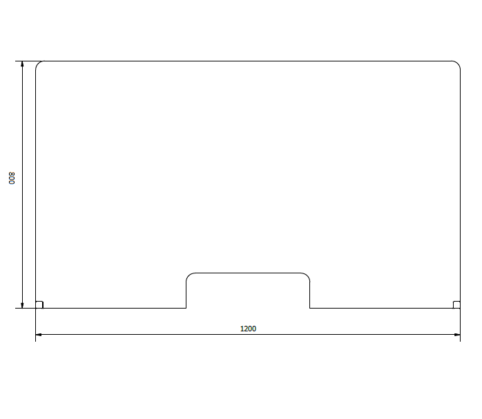 Kunststof kuchschot met RVS T poot 1200x800mm