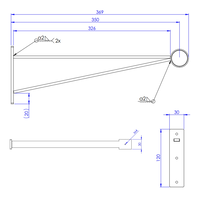 Afstandsteun 350mm zwart