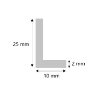 Aluminium hoekprofiel 25x10x2