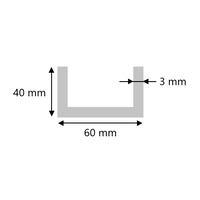 Aluminium U profiel 40x60x40x3