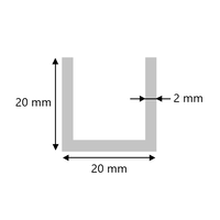 Aluminium U profiel 20x20x20x2
