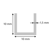 Aluminium U profiel 10x10x10x1,5
