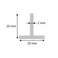 Aluminium T profiel 20x20x2