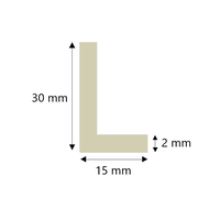 Messing hoekprofiel 30x15x2