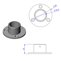 Verchroomde flens Ø25 Type 1
