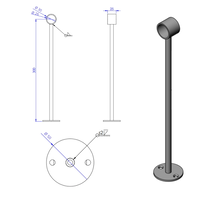 Afstandsteun brons Ø25mm (open) L=300mm