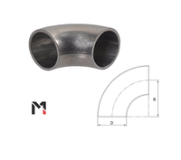 Lasbocht rvs 304 Ø21,3x1,6 R=27