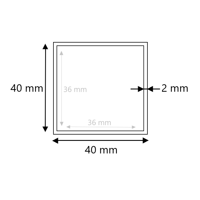Brute RVS koker 40x40x2