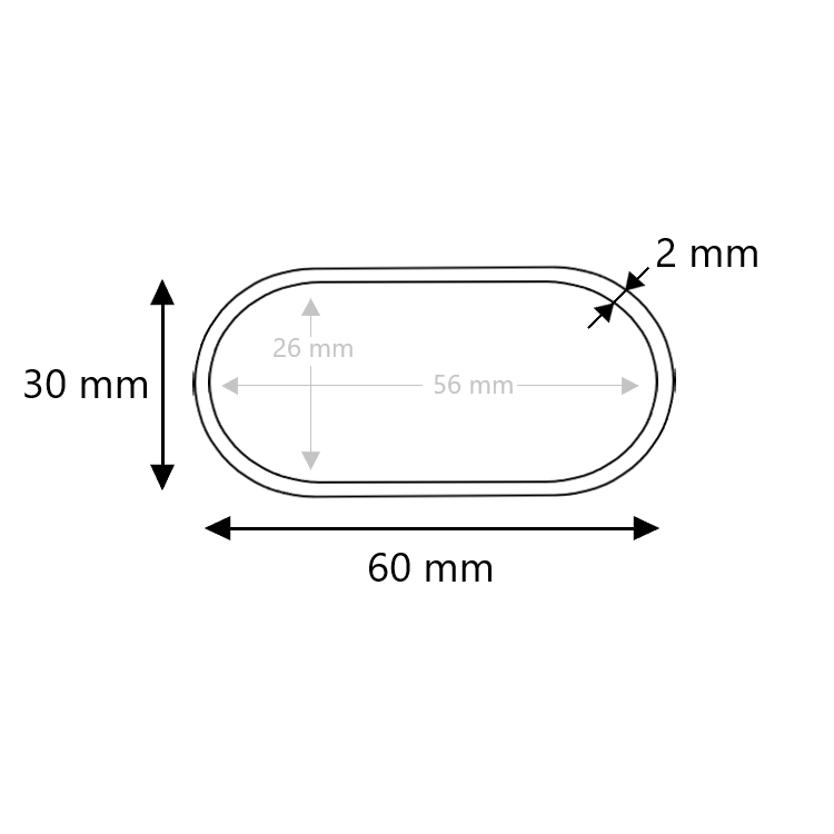 Ovale buis blank staal 60x30x2