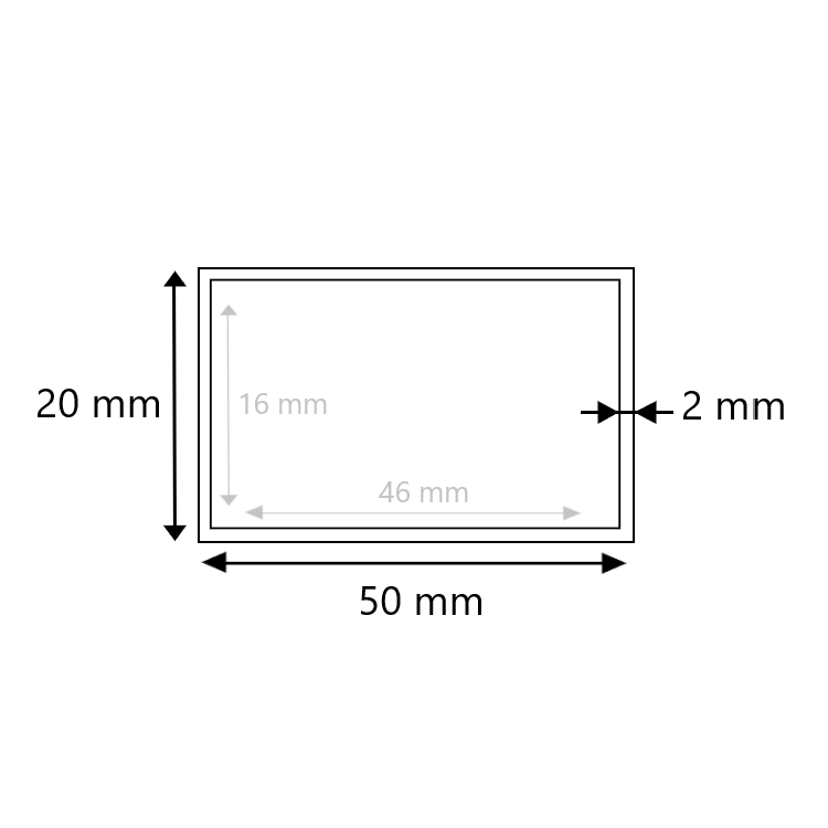 Blank stalen koker 50x20x2