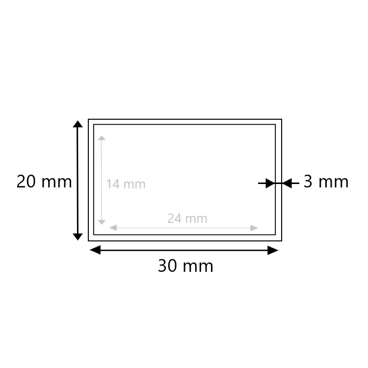 Blank stalen koker 30x20x3