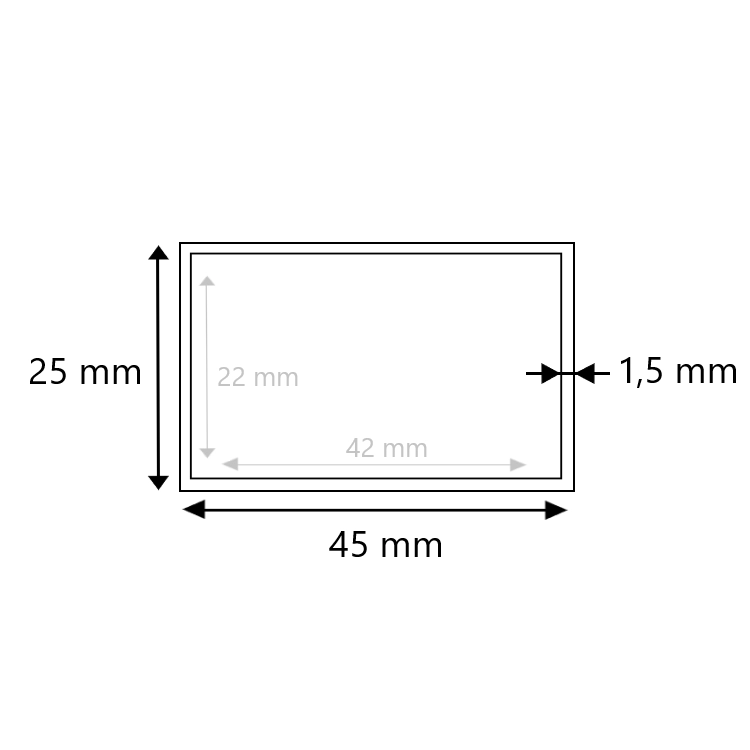 Blank stalen koker 45x25x1,5
